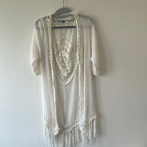 Boho‎ White Fringe Kimono